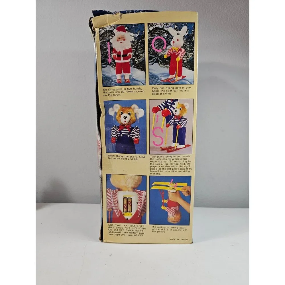 Vintage Merry Skier Animated Skiing Bear Plays‎ Music With Box - As Is  - Read